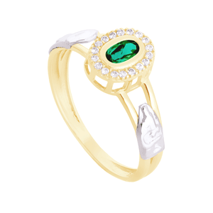 Anel de Formatura em Ouro 18K com Zircônia Esmeralda - AU12534