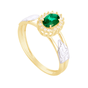 Anel de Formatura em Ouro 18K com Zircônia Esmeralda - AU12530