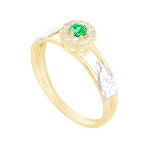 Anel de Formatura em Ouro 18K com Zircônia Esmeralda - AU12522