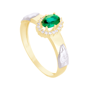 Anel de Formatura em Ouro 18K com Zircônia Esmeralda - AU12532