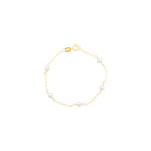 Pulseira Infantil em Ouro 18K Pérolas 3MM - AU12657