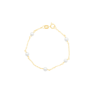Pulseira Infantil em Ouro 18K Pérolas 3MM - AU12656