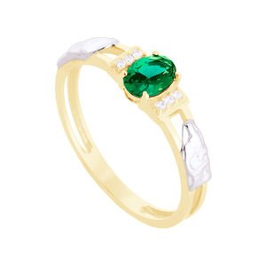 Anel de Formatura em Ouro 18K com Zircônia Esmeralda - AU12526