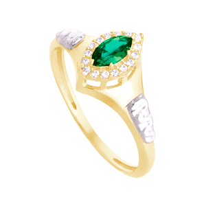 Anel de Formatura em Ouro 18K com Zircônia Esmeralda - AU12562