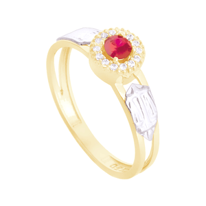 Anel de Formatura em Ouro 18K com Zircônia Rubi - AU12500