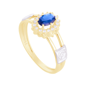 Anel de Formatura em Ouro 18K com Zircônia Safira - AU12599