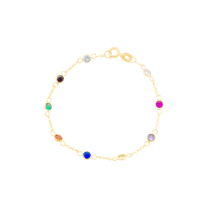 Pulseira Infantil em Ouro 18K com Zircônias Coloridas - AU12666