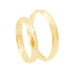 Par de Aliança em Ouro 18K Trabalhada 3MM - AU12676