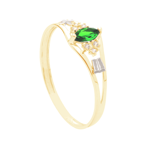 Anel de Formatura em Ouro 18K com Zircônia Esmeralda - AU12556