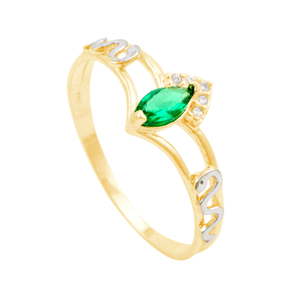 Anel de Formatura em Ouro 18K com Zircônia Esmeralda - AU12554