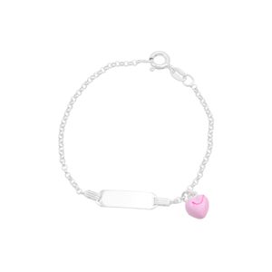 Pulseira Infantil em Prata 925 Plaquinha com Coração - PL19685