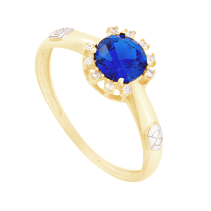 Anel de Formatura em Ouro 18K com Zircônia Safira - AU12587