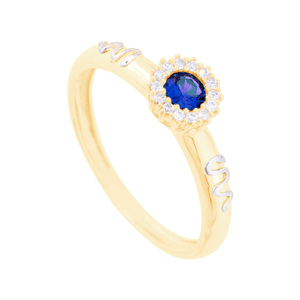 Anel de Formatura em Ouro 18K com Zircônia Safira - AU12632