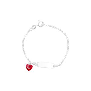 Pulseira Infantil em Prata 925 Plaquinha com Coração - PL19684