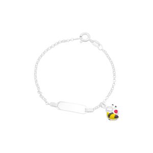 Pulseira Infantil em Prata 925 Plaquinha com Abelha - PL19688