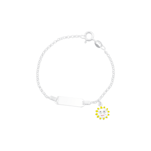 Pulseira Infantil em Prata 925 Plaquinha com Sol - PL19689
