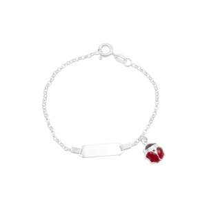 Pulseira Infantil em Prata 925 Plaquinha com Joaninha G - PL19687