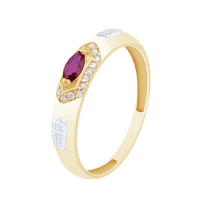 Anel de Formatura em Ouro 18K com Zircônias Rubi - AU12508