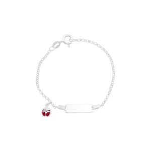 Pulseira Infantil em Prata 925 Plaquinha com Joaninha P - PL19686