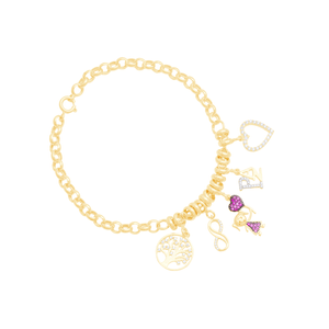 Pulseira em Ouro 18K Portuguesa com Berloques - AU12684