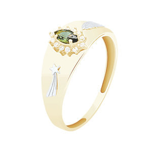 Anel de Formatura em Ouro 18K com Turmalina Verde - AU12565