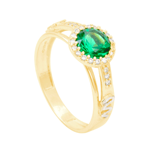 Anel de Formatura em Ouro 18K com Esmeralda - AU12517