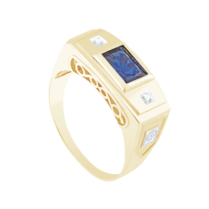 Anel de Formatura em Ouro 18K com Zircônia Safira - AU12569