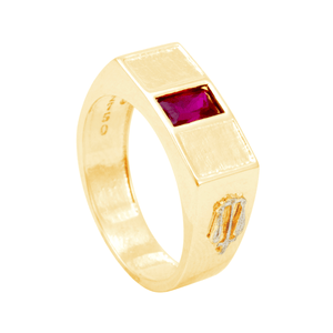 Anel de Formatura em Ouro 18K com Zircônia Rubi - AU12490