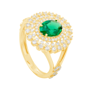 Anel de Formatura em Ouro 18K com Esmeralda - AU12635