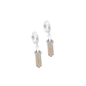 Brinco em Prata 925 Argola com Cristal Fumê - PL19814