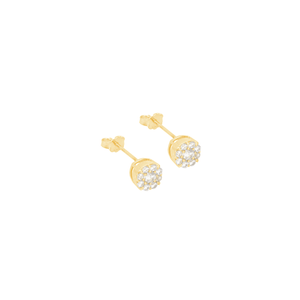 Brinco em Ouro 18K Flor com Zircônias - AU12718