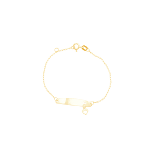 Pulseira Infantil em Ouro 18K Placa com Coração - AU12715