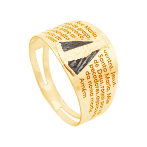 Anel em Ouro 18K Nossa Senhora Aparecida com Ave Maria - AU12735