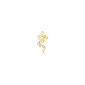 Piercing Tragus em Ouro 18K Cobra com Zircônias - AU12800