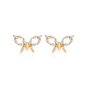 Brinco em Ouro 18K Laço com Diamantes - AU12882