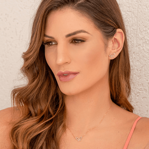 Brinco em Ouro 18K Laço com Diamantes - AU12882