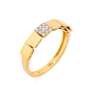 Anel em Ouro 18K Quadrados com Diamantes - AU12871