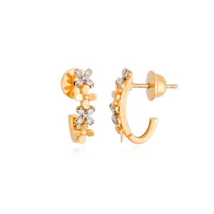Brinco em Ouro 18K Flores com Diamantes - AU12880