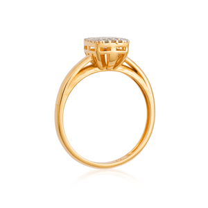 Anel em Ouro 18K Pavê Quadrado com Diamantes - AU12873