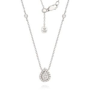 Colar em Ouro Branco 18K Gota com Diamantes - AU12867