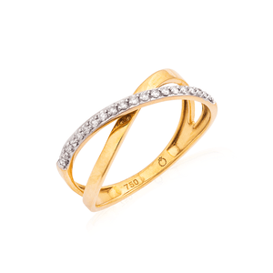 Anel em Ouro 18K Entrelaçado com Diamantes - AU12886
