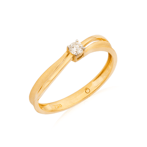 Anel Solitário em Ouro 18K Curvado com Diamante - AU12902