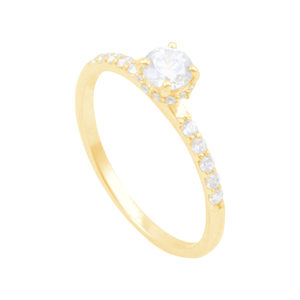 Anel em Ouro 18K Solitário com Zircônias - AU12929