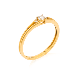 Anel em Ouro 18K Solitário com Diamantes - AU12943