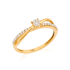 Anel em Ouro 18K Solitário Entrelaçado com Diamantes - AU12950