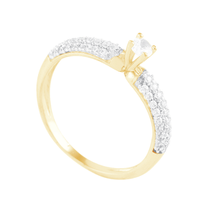Anel em Ouro 18K Solitário com Zircônias - AU12979