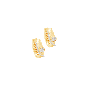 Brinco em Ouro 18K Argola Click com Diamantes - AU12988