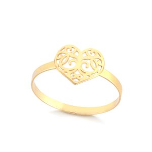 Anel em Ouro 18K Coração Trabalhado - AU13125