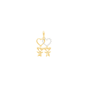 Pingente em Ouro 18K Duas Meninas com Diamantes - AU12993