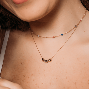 Colar em Ouro 18K Três Corações - AU11542